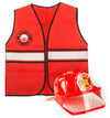 Tigerdoe Fireman Costume - Construction Costume - Occupation Costume (Red Fireman Hat And Vest)
