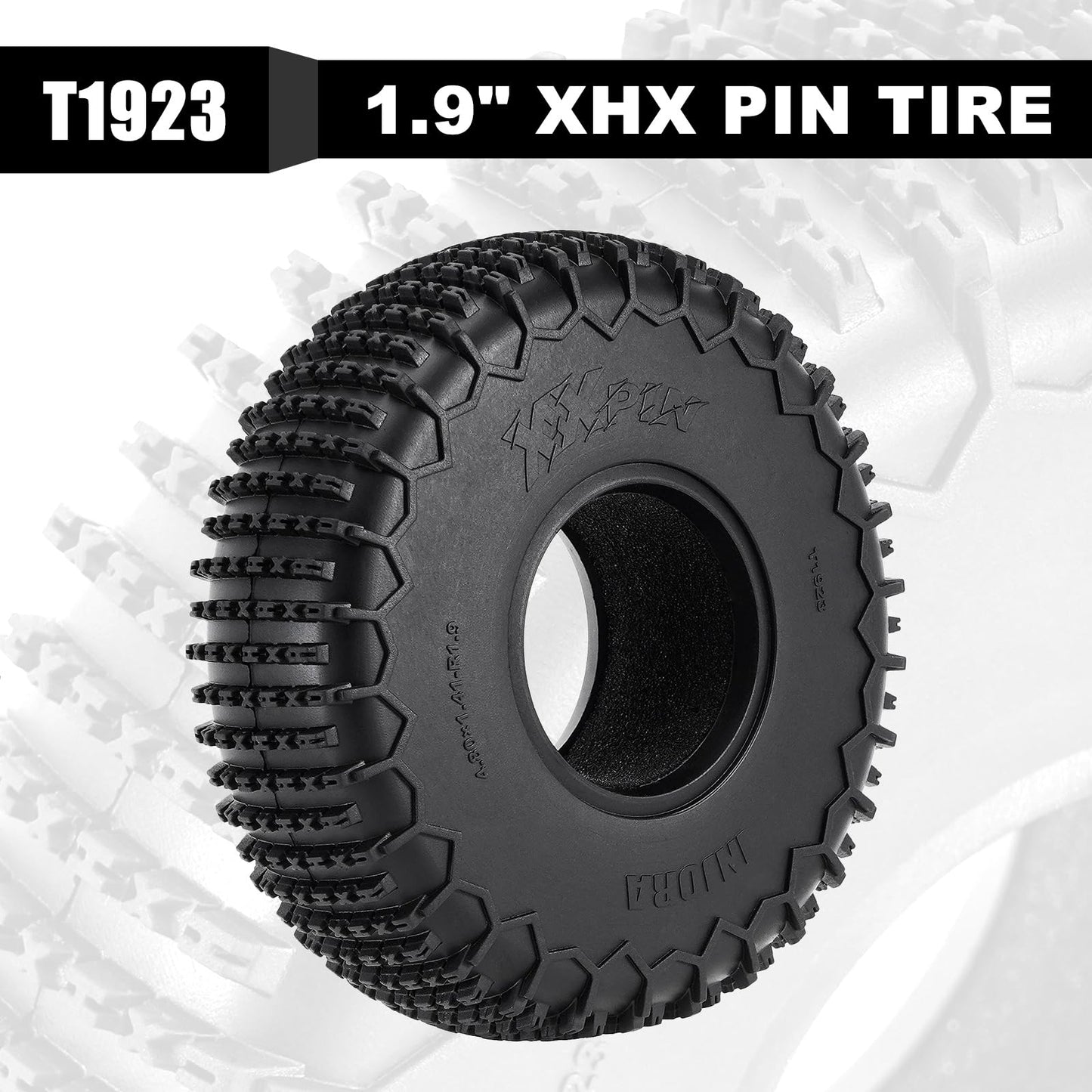 INJORA 1.9'' XHX Pin Tires - S5 122 * 36mm Wheel Tires for SCX10 TRX4 1/10 RC Crawler Car Upgrade
