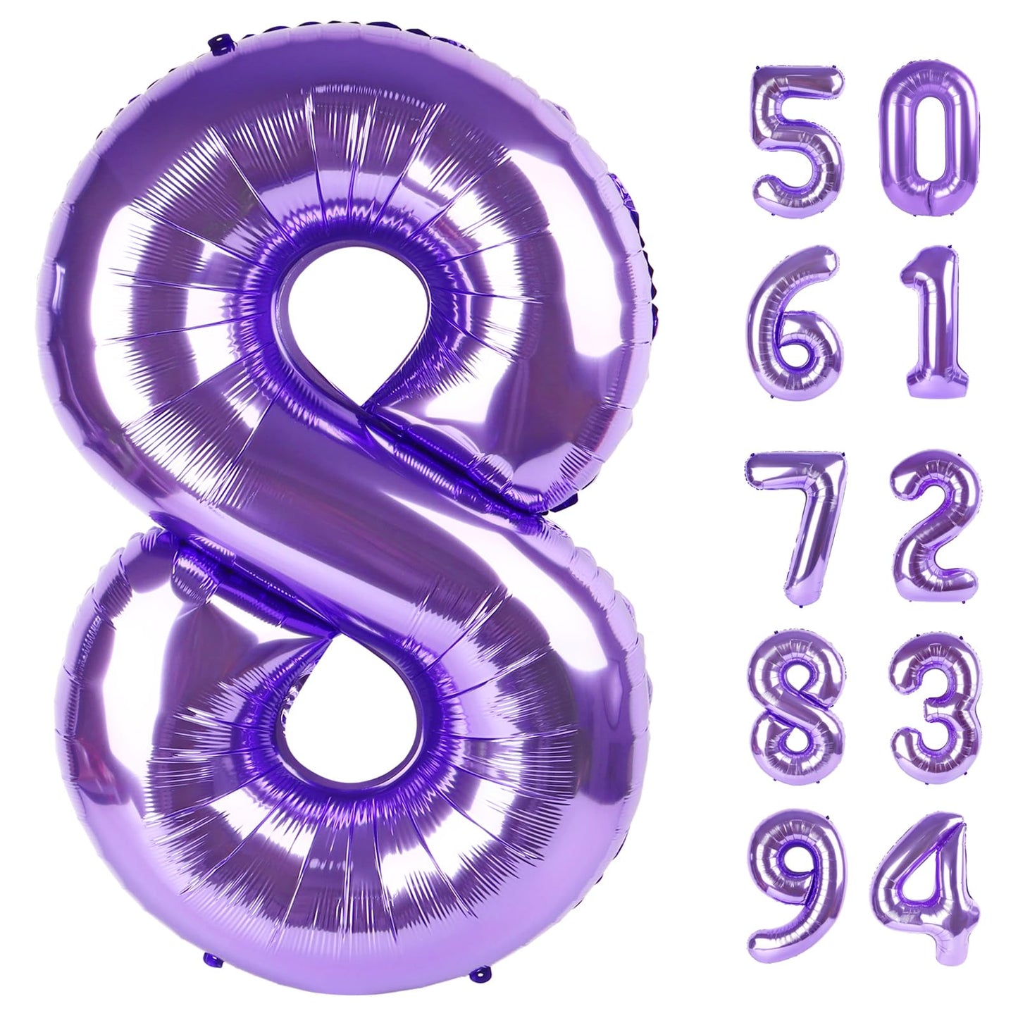 Purple 8 Balloon, Number Balloon 40 Inch, Purple Birthday Decorations, 8 18 28 38 80 Birthday Balloons, 8Th Purple Party Supplie
