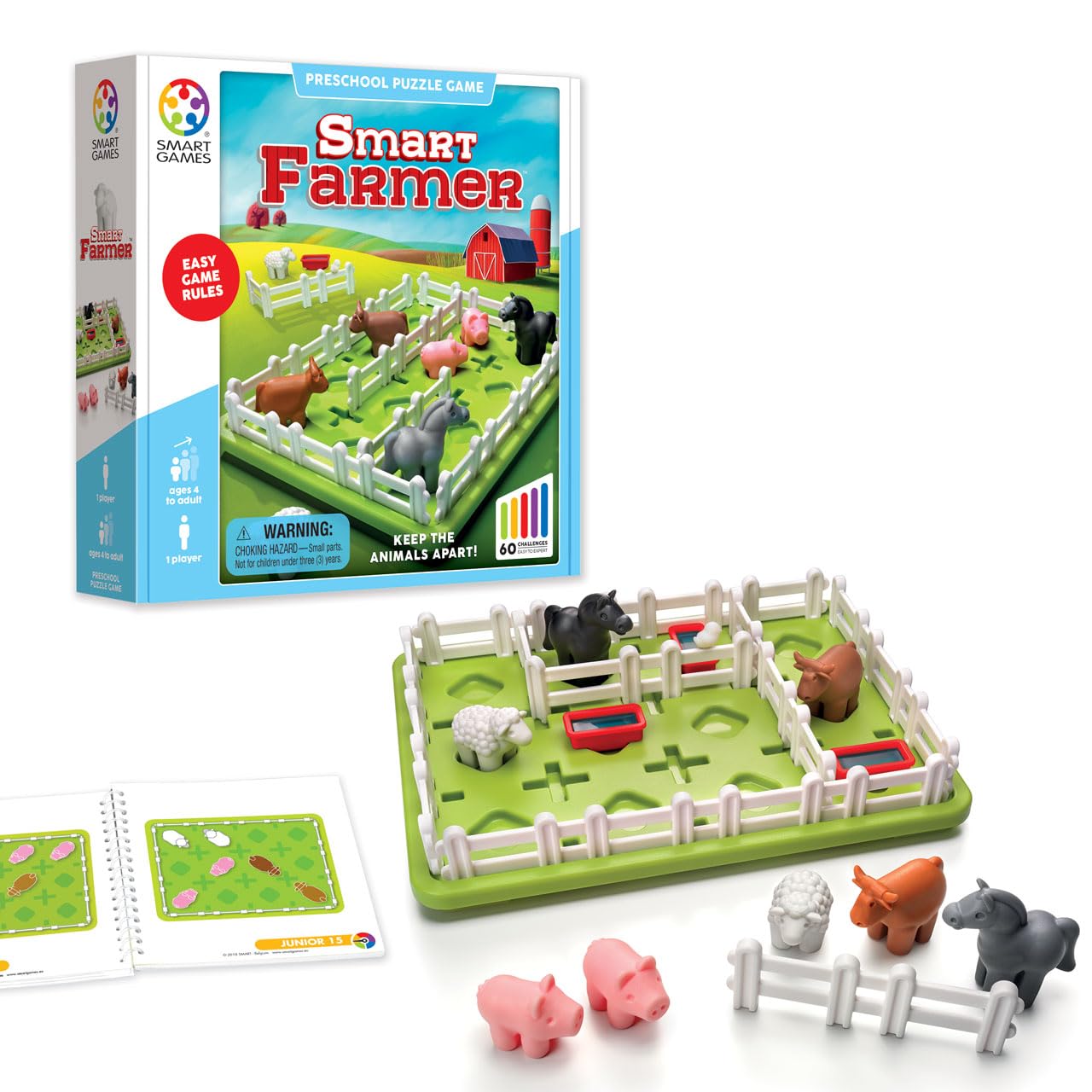 SmartGames Smart Farmer Board Game a Fun STEM Focused Cognitive Skill-Building Brain Game and Puzzle Game for Ages 4 and Up-New