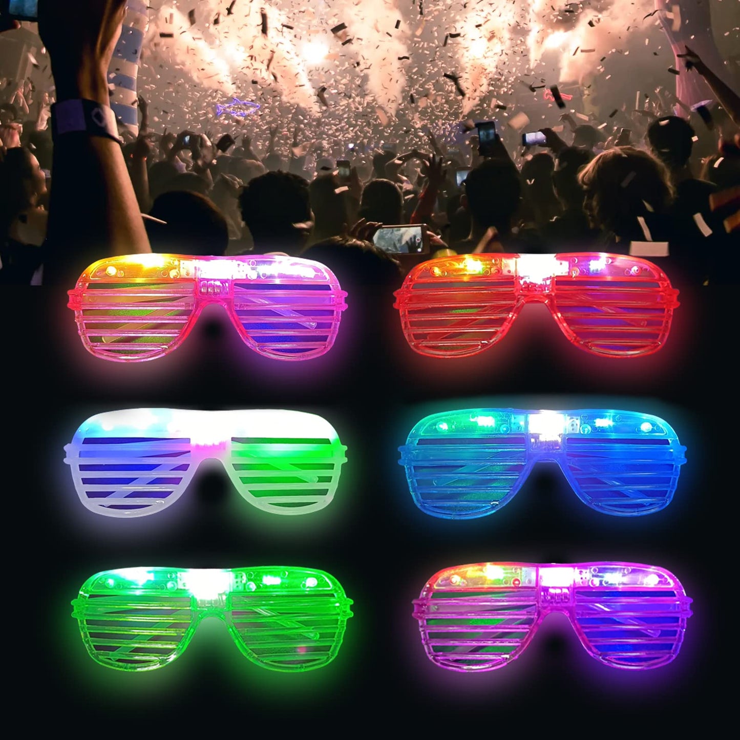 Batweet 60 Pcs Glow In The Dark Glasses, 6 Colors Led Glasses Bulk Party Supplies For Kids And Adults, Glow Neon Party Favors To