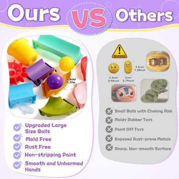 Fajiabao Toddler Bath Toys For Kids Ages 1-3 2-4 Bathtub Toys Diy Slippery Slide Track Fun Baby Shower Toys Birthday Gift For Boys Girls Bath Time 1 2 3 4 5 6