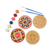 Make Your Own Rangoli Coaster Kit - 4 Wooden Coasters + Paint + Brushes | Perfect for Holi Gift, Activity, Party, or Decoration
