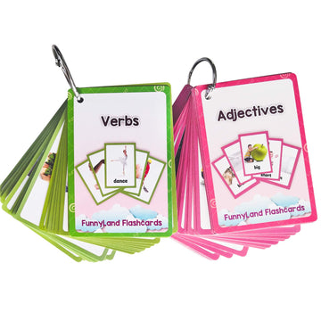 Richardy Verbs/Adjectives Flash Cards Learning English Baby Montessori Toys Child Flashcards Preschool Kindergarten Kids Gifts