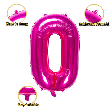 32 Inch Pink Number 0 Balloons Foil Ballon Digital Birthday Party Decoration Supplies (Pink Number 0 Balloon)