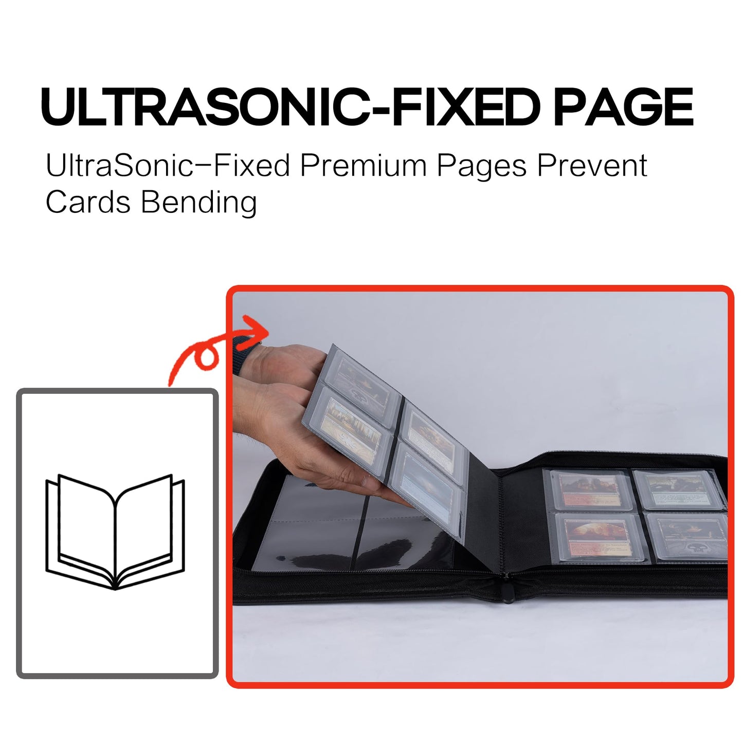 Toploader Binder Holds 128 Top Loaders - 4 Pocket Top Loader Binder for 3 x 4 Rigid Card Holders for Trading Cards or Sports Cards Model A - Navy Blue