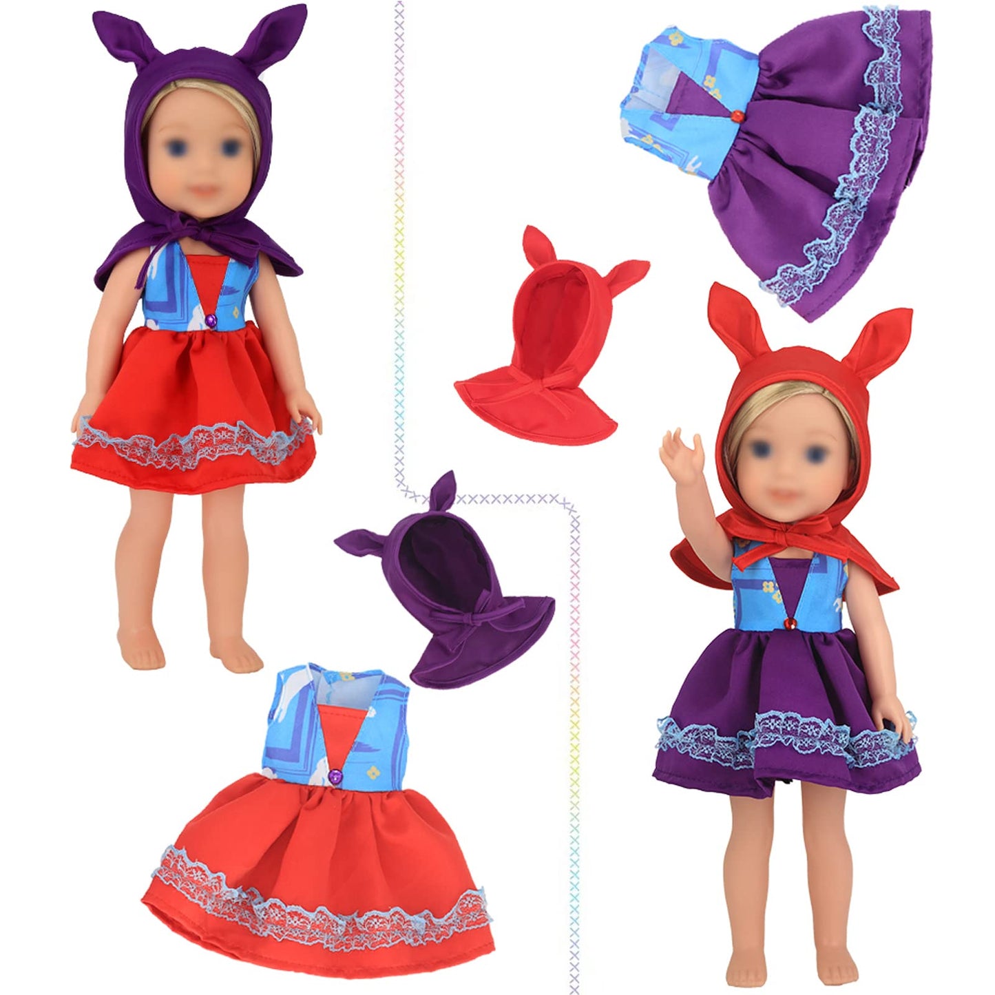 Sotogo 11 Sets American Wellie Doll Clothes Outfits Dresses Pajamas Swimsuit, Girl Wishers Doll Clothes Fit For 14 To 14.5 Inch Dolls