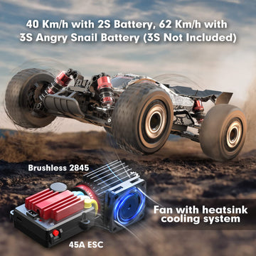 HYPER GO H16PL 1/16 RTR Brushless RC Buggy, Fast RC Cars for Adults, Max 38 mph RC Truck, 4WD High Speed Racing RC Car with 2S 2