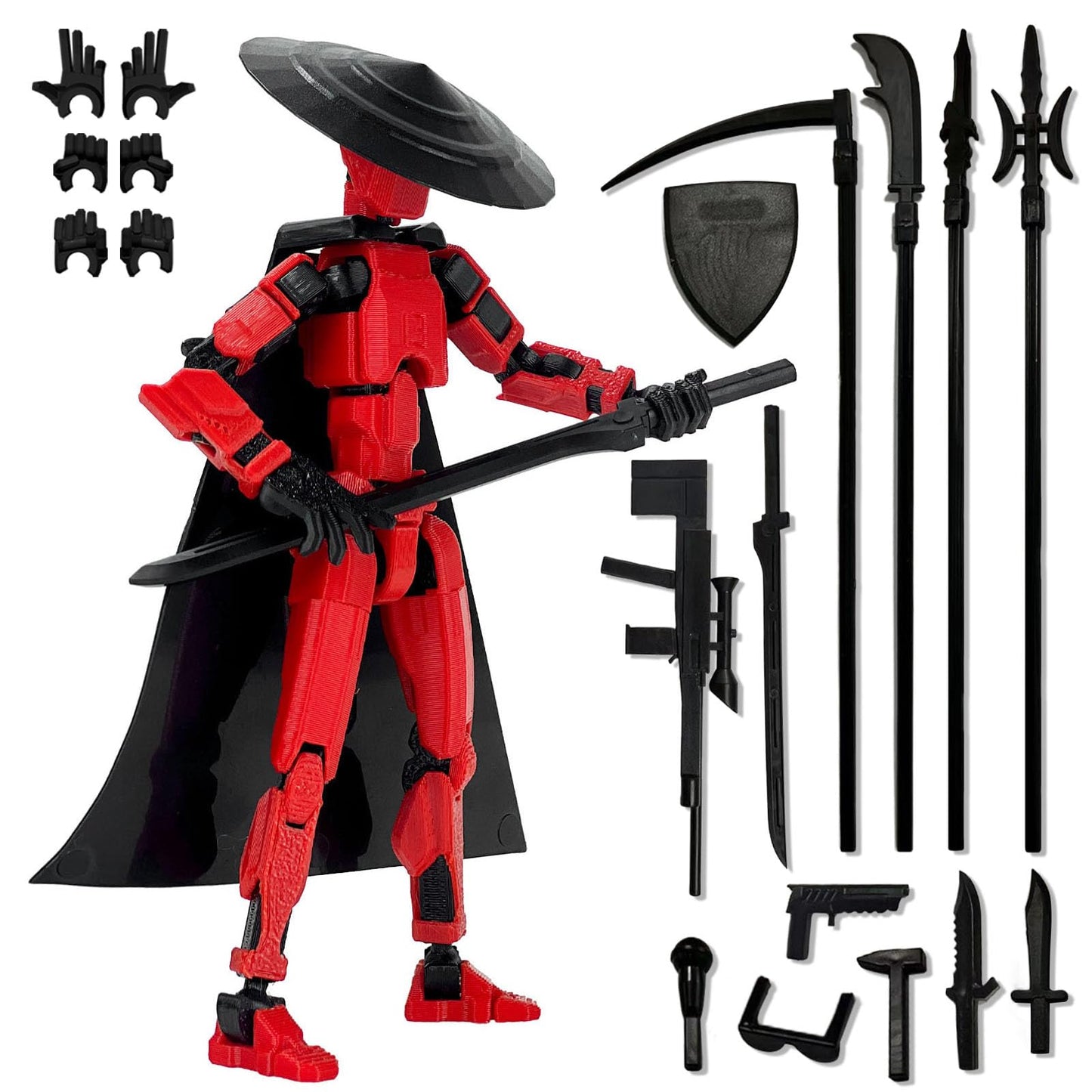 Pkghokids Already Assembled T13 Action Figure Accessories,Dummy 13 T13 Multi-Jointed Movable 3D Printed Toys (Red)