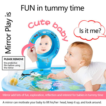 Flashbluer 4-In-1 Tummy Time Water Play Mat With Baby Mirror & Teethers And Rattles, Large Infant Newborn Toys, Suitable For 3 6 9 12 Month Baby Girl Or Boy Development