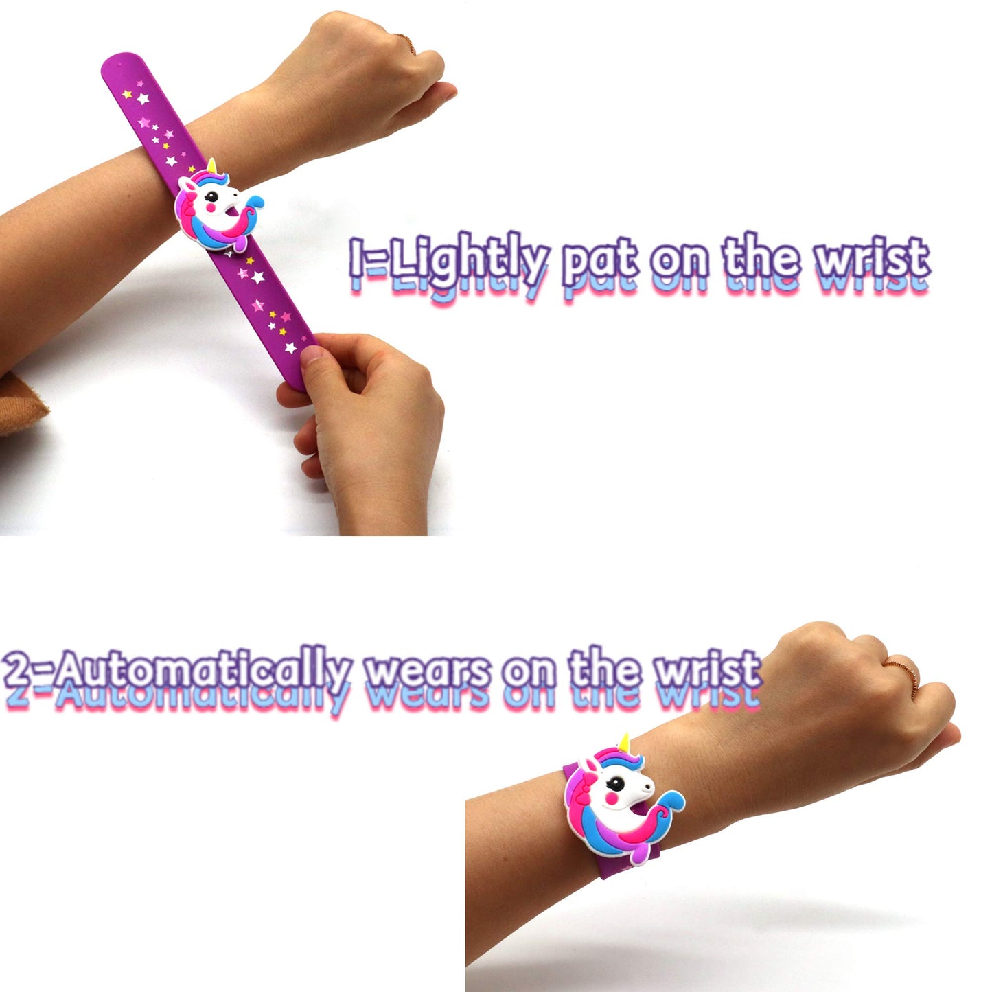 LOCHSOEL Silicone unicorn Slap Bracelets - Silicone Unicorn Wristband Birthday Party Favors, Boys Girls Party Favors Gifts Carni