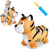 iPlay, iLearn Bouncy Pals Tiger Hopper Toy - Large Inflatable Plush Ride-On Bouncer for Kids, Yellow, Indoor/Outdoor Fun, Ages 2-6