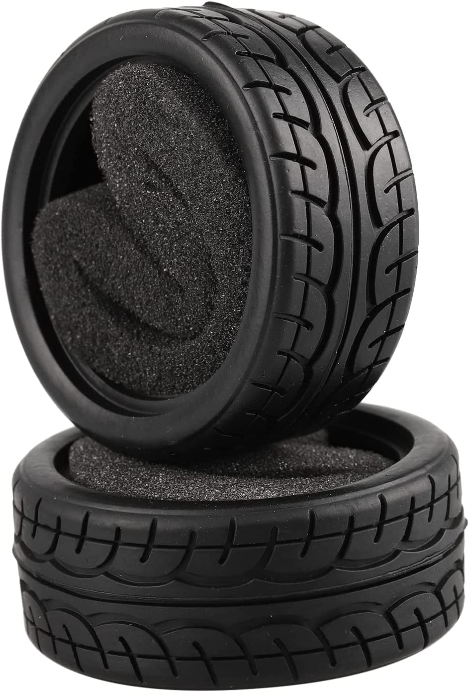 Shaluoman 8pcs 1/10 on Road Soft Tires Tyres Fit for RC 1:10 Touring On Road Car Wheels Rim Black