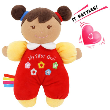 June Garden 9'' My First Doll Ava - Soft Plush Baby Doll - Red Outfit