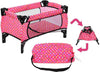 Fash N Kolor Doll Pack N Play Crib Polka Dot Design Fits Up To 18'' Dolls (Pink Polkadot)