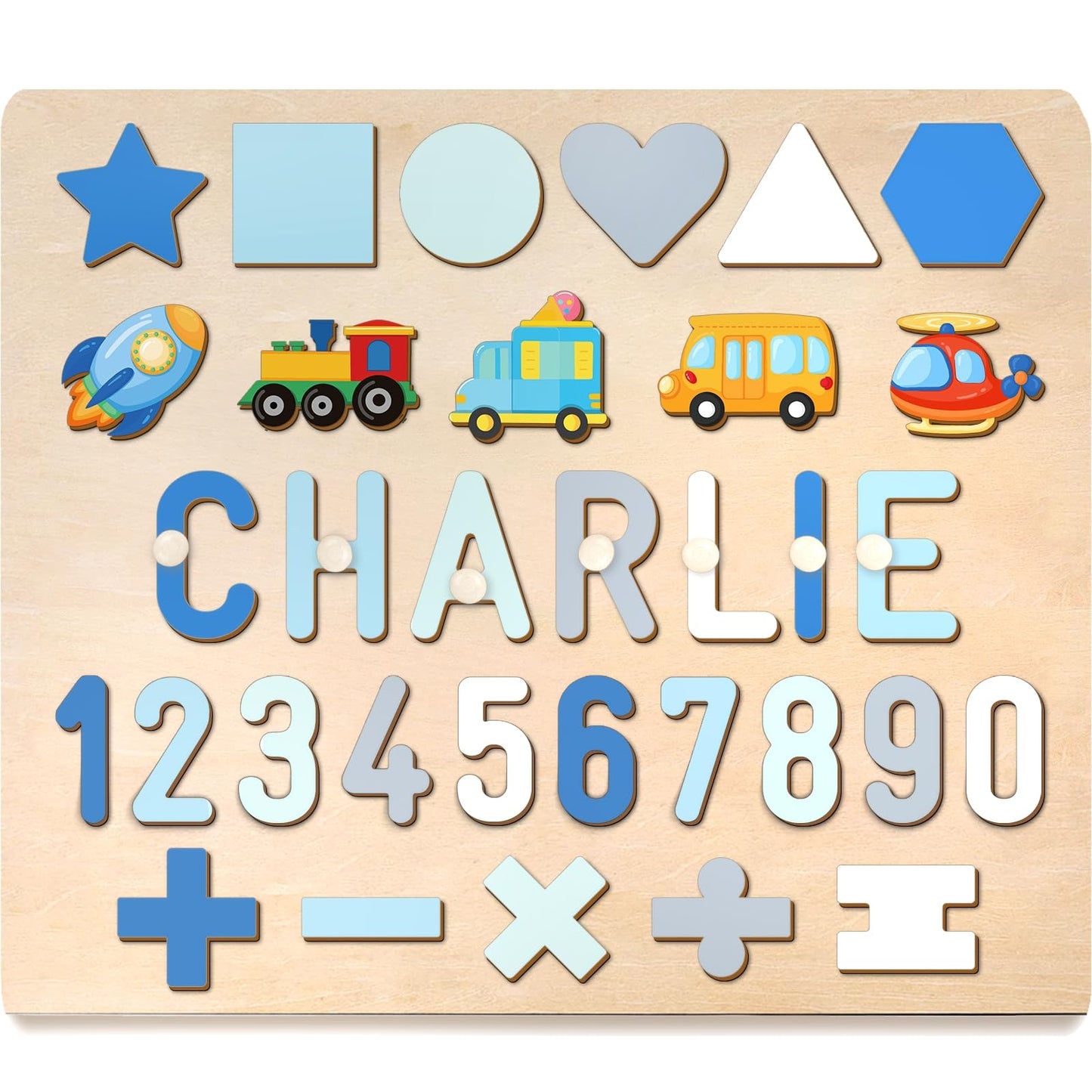 Wooden Name Puzzle for Toddlers 1-3, Alphabet Shape Number Name Puzzle for Kids Personalized Baby Gifts 1st Birthday Girl Boy Gi