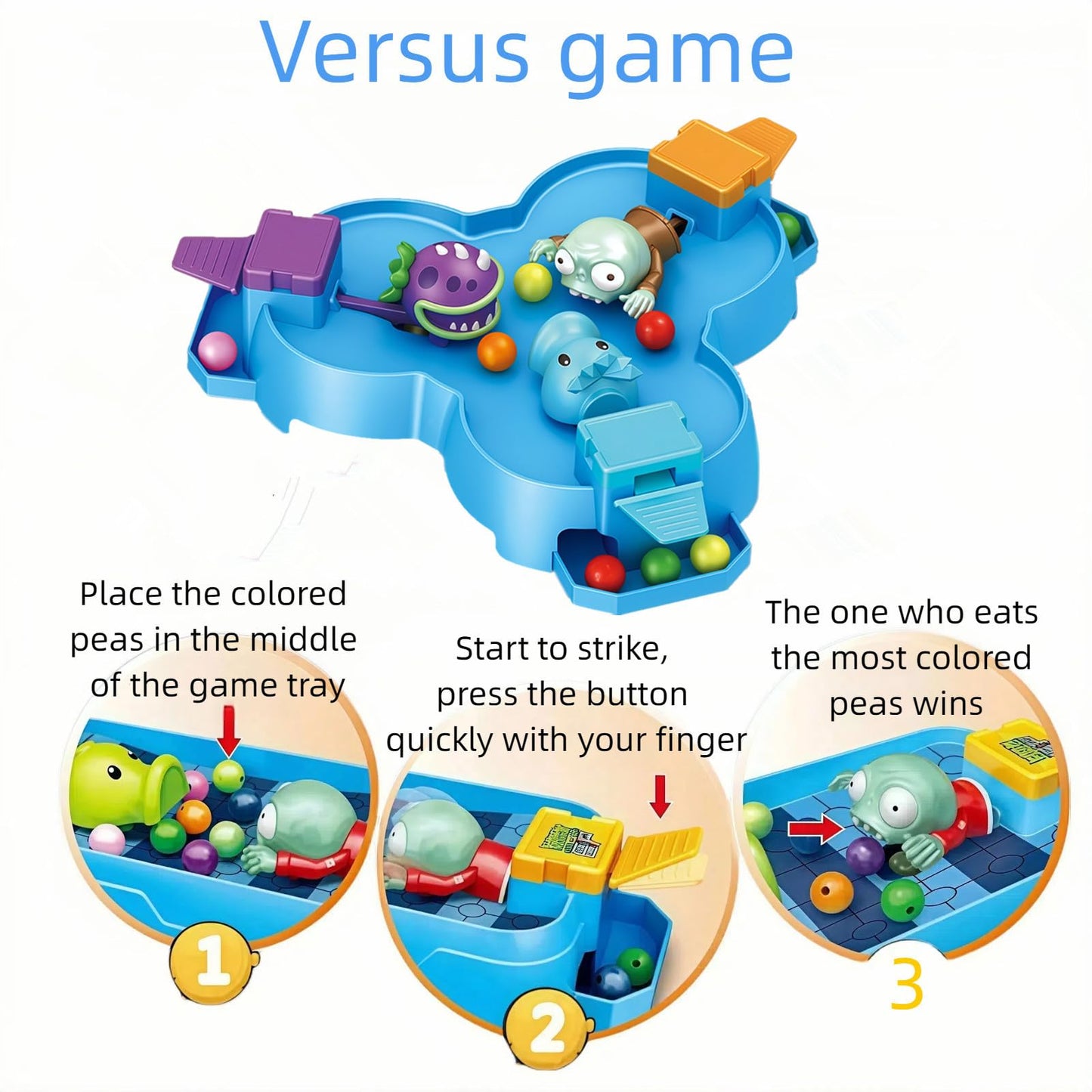 Jhesao Plants And Zombies Toys Action Figures 3-Player Pacman Interactive Press & Play Game Board Pvz Toys Set 1 2 Series Great