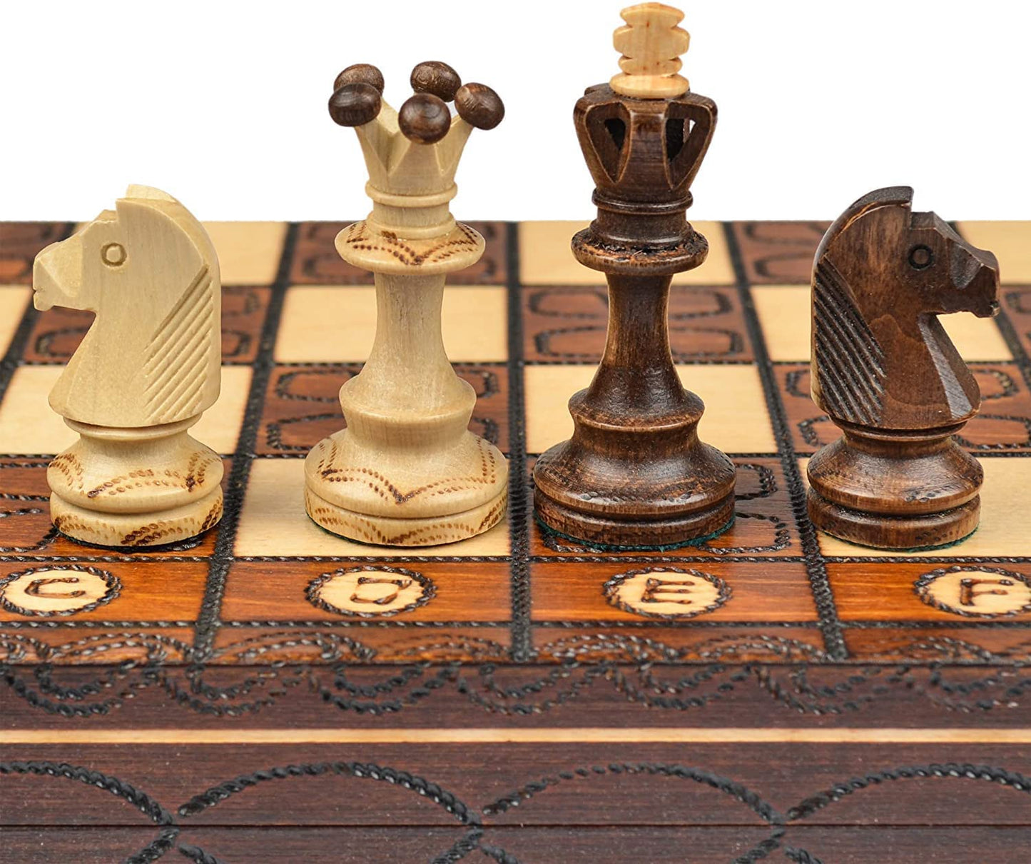 Beautiful Handcrafted Wooden Chess Set With Wooden Board And Handcrafted Chess Pieces - Gift Idea Products (16' (40 Cm) Orn)