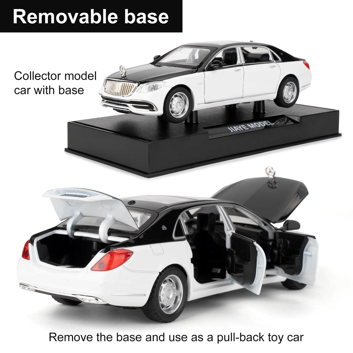 1:32 Compatible for Benz S650 Car Model, Pull Back Diecast Toy Car with Sounds&Lights for Kids Boys Girls and Adults, Gift Black