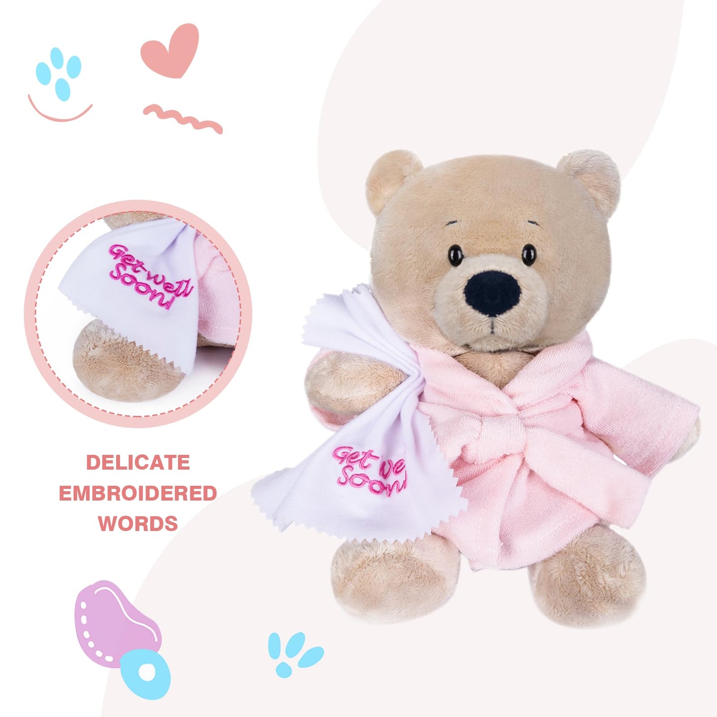 My Oli 9'' Teddy Bears Cloth Bear Stuffed Animal Plush Toys Bear Dressed In Bathrobe With Soothing Towel Get Well Soon Sleepi