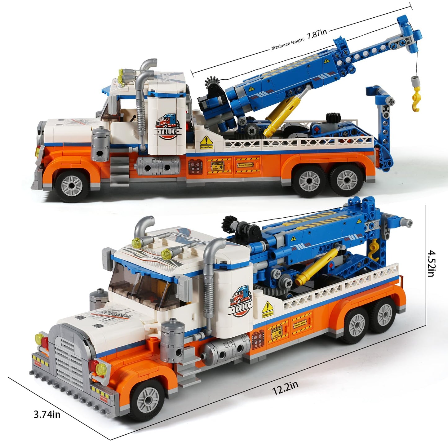 Cdymkf Tow Truck Building Block Set,Road Rescue Vehicle With Crane Toy Model Building Kit,City Crane Construction Vehicles Build