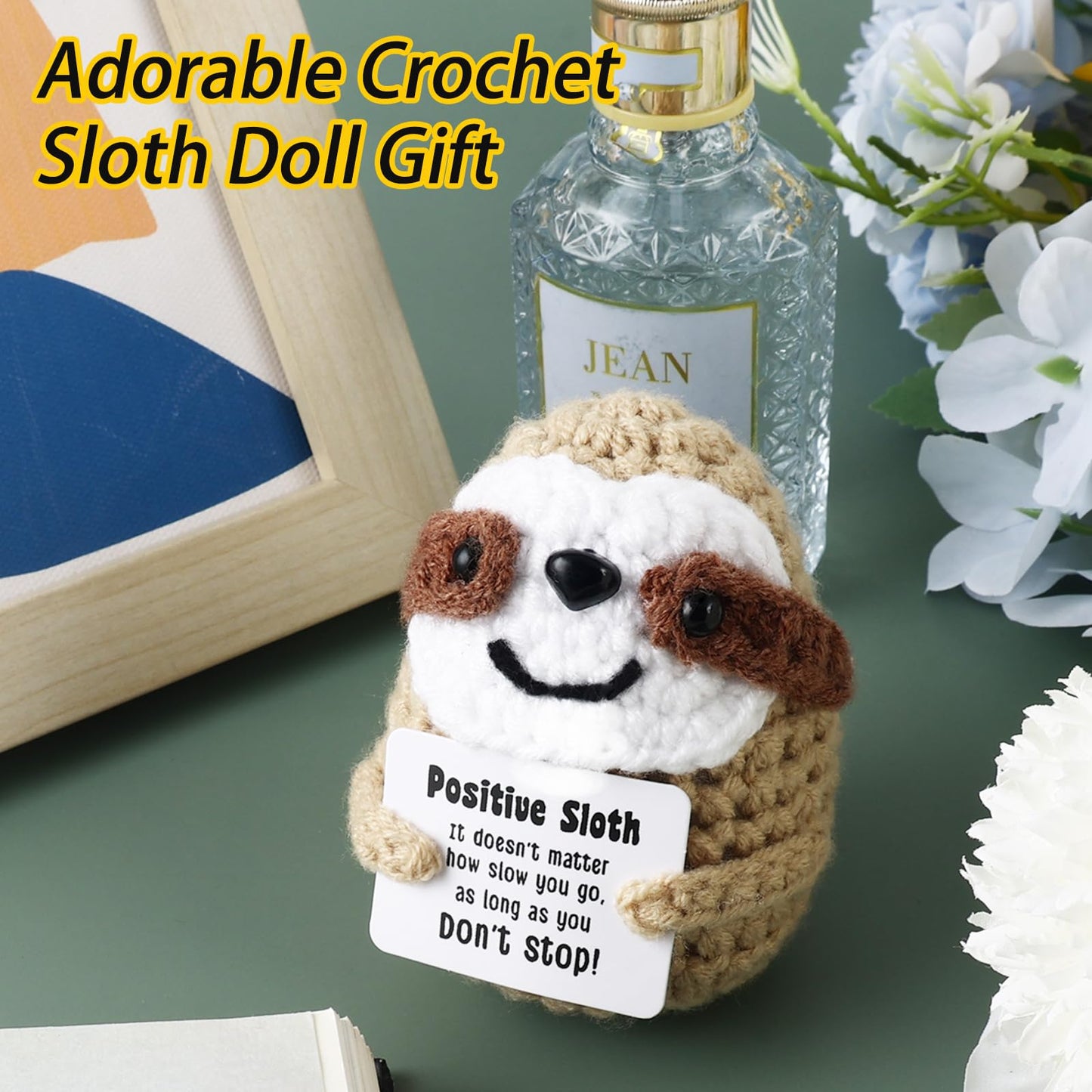 Zlsptk Positive Crochet Animals Sloth Emotional Support Plush Crochet Funny Gift For Women Friends Mom Birthday Emotional Suppor