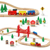 Sainsmart Jr. Wooden Train Set - Interactive Police Playset For Kids | Building Toy With Train, Figures & Accessories | Compatible With Brio, Thomas, Melissa And Doug | Educational Stem Gift (Village)