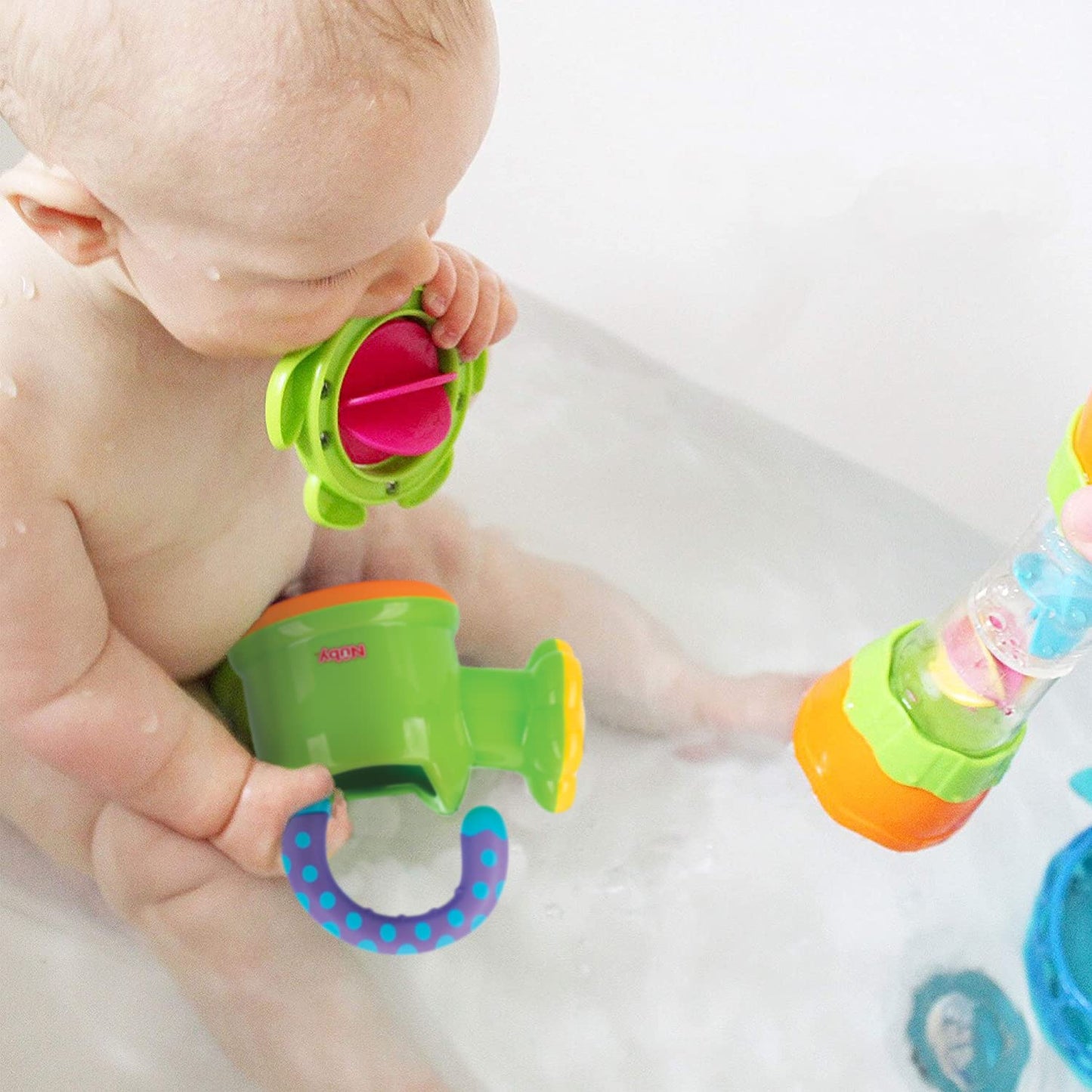 Nuby Watering Can Bath Toy For Baby - 18+ Months - Interactive And Fun Baby Bath Essentials