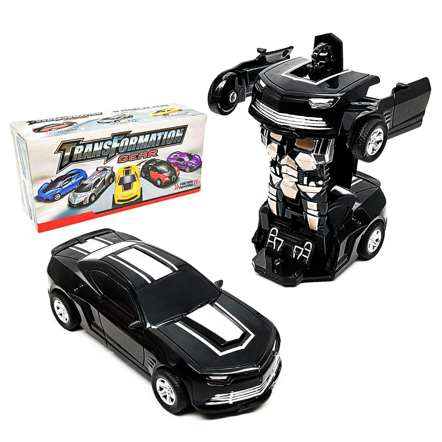 Transforming Toys Car - Robot Car Toy 2 In 1 Deformation Car- Friction Powered Car Truck Toys (Black)
