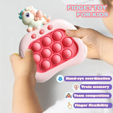 Ueghz Quick Push Pop Unicorn Bubble Game for Girls Age 4-6, Handheld Sensory Toy, Pink Unicorn