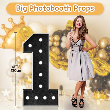 Imprsv Marquee Numbers Black Birthday Decorations: Large 4 Feet Tall Light Up Numbers 1St 21St First Party Decor Big Mosaic Card