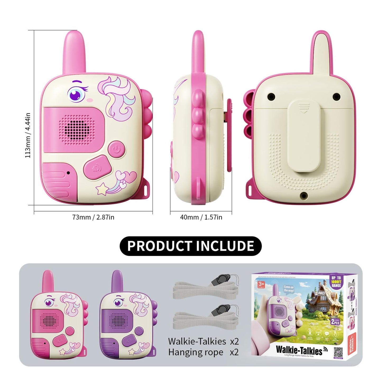 Walkie Talkies Toys For Girls:Unicorn Toys 2 Pack Birthday Gifts For 3 4 5-7 8 Year Old Girls Toy For 4 5 6 7 8-10 Year Old Camping Outdoor Games,Christmas Stocking Stuffers For Girls Kids