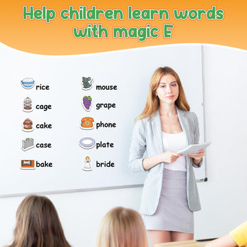 Kasfalci Magic E Word Games,Phonics Games,50 Magnetic Foam Objects,Fridge Magnets For Kids,Speech Therapy Toys For Toddler,Learn