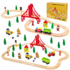 Train Set 40Pcs Wooden Train Set For Toddler Kids, Magnetic Train Toys With Wooden Train Track Fits Melissa And Doug, Fits Brio,