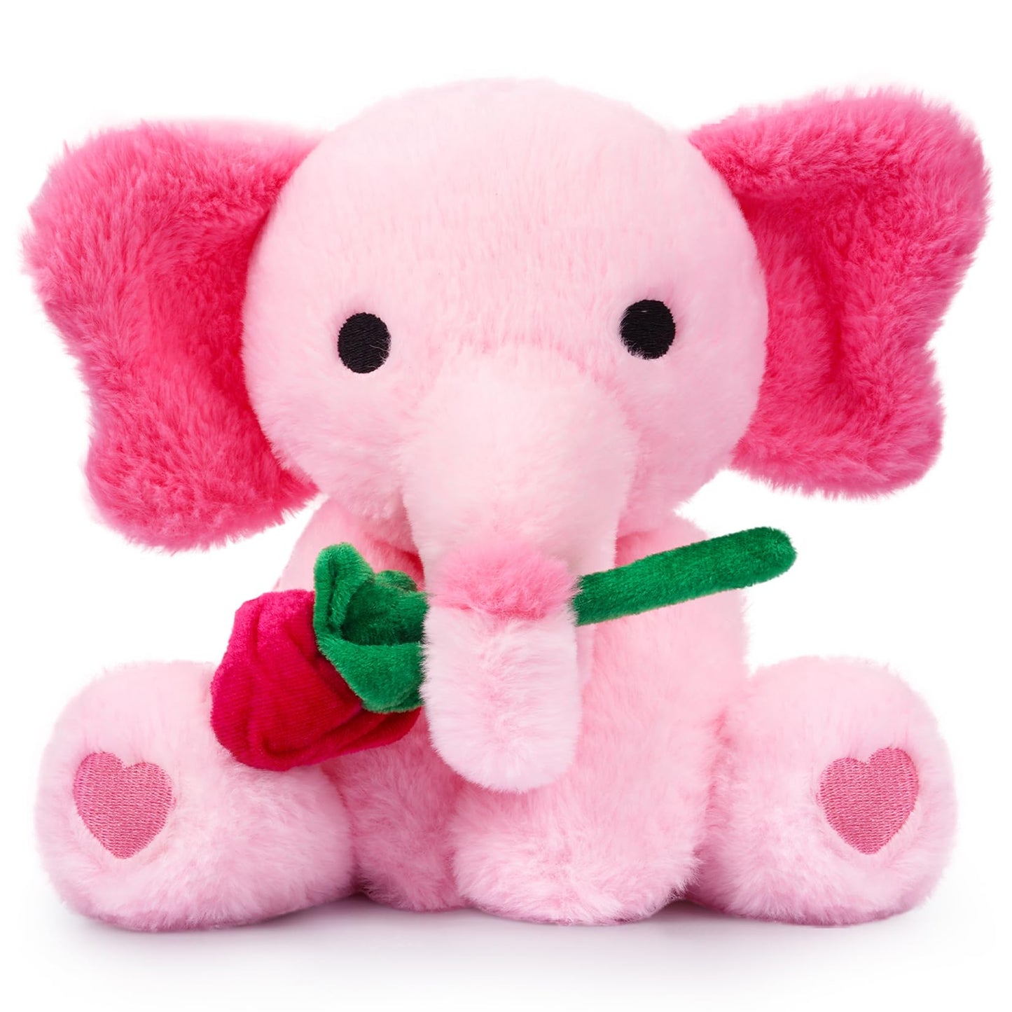 Jizwpoom Valentines Day Plush Toy, Valentines Elephant Stuffed Animals, 14In Valentines Day Plushies Pink Rose Elephant Plush, P