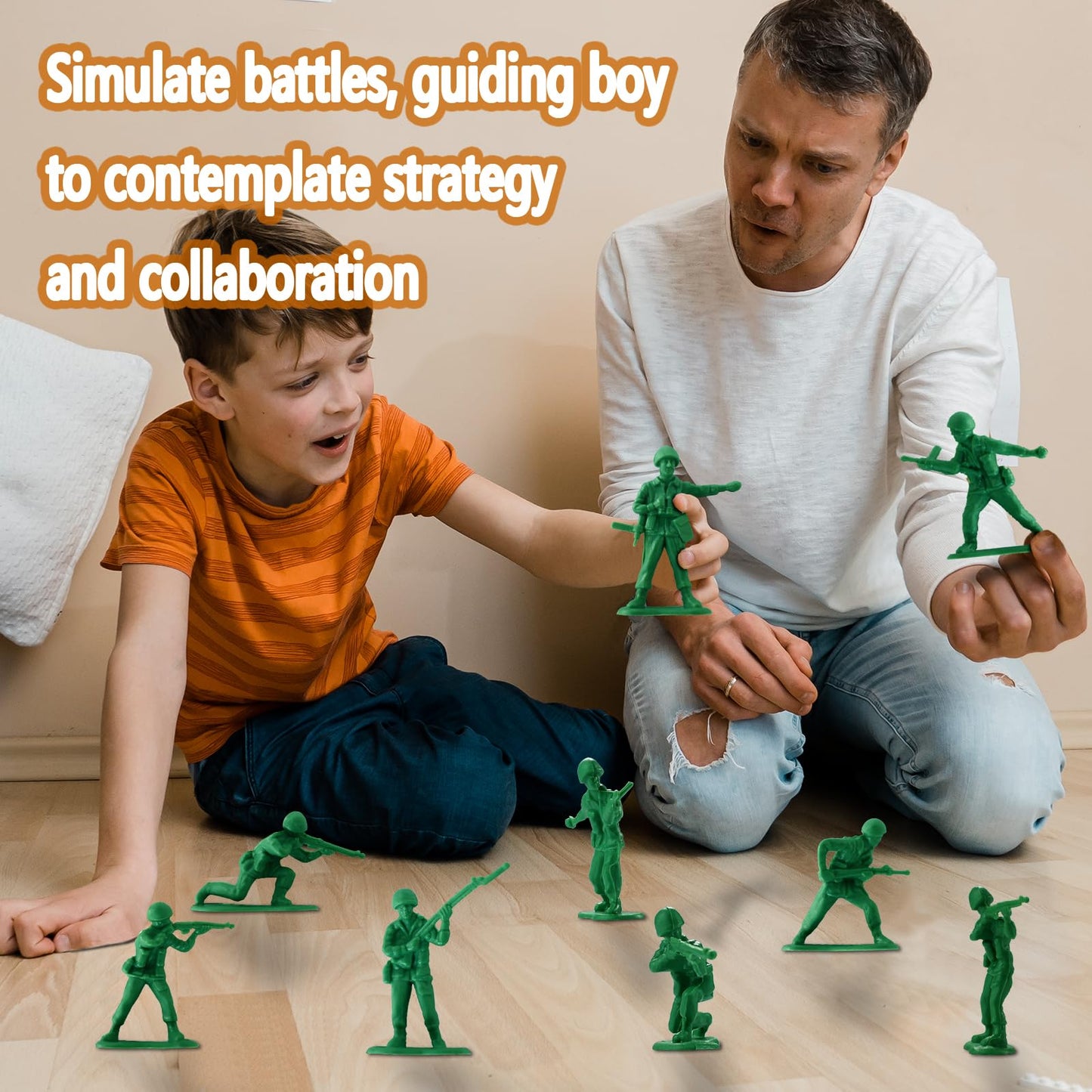 Haptime Classic Toy Soldiers Set (50 Pcs ) , Green Army Men Action Figures, Plastic Military Toys For Boys- Inspire Creative Play And Learning Adventures For Kids