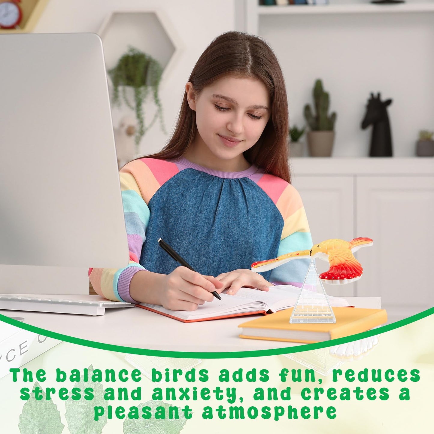 WinnerWhy 8 Pcs Balance Bird Gravity Bird with Pyramid Combination Physical Science mature-themeds Office Desktop Novelty Eagle Trick Party Toy for Science Lovers Teachers Gift Random Color