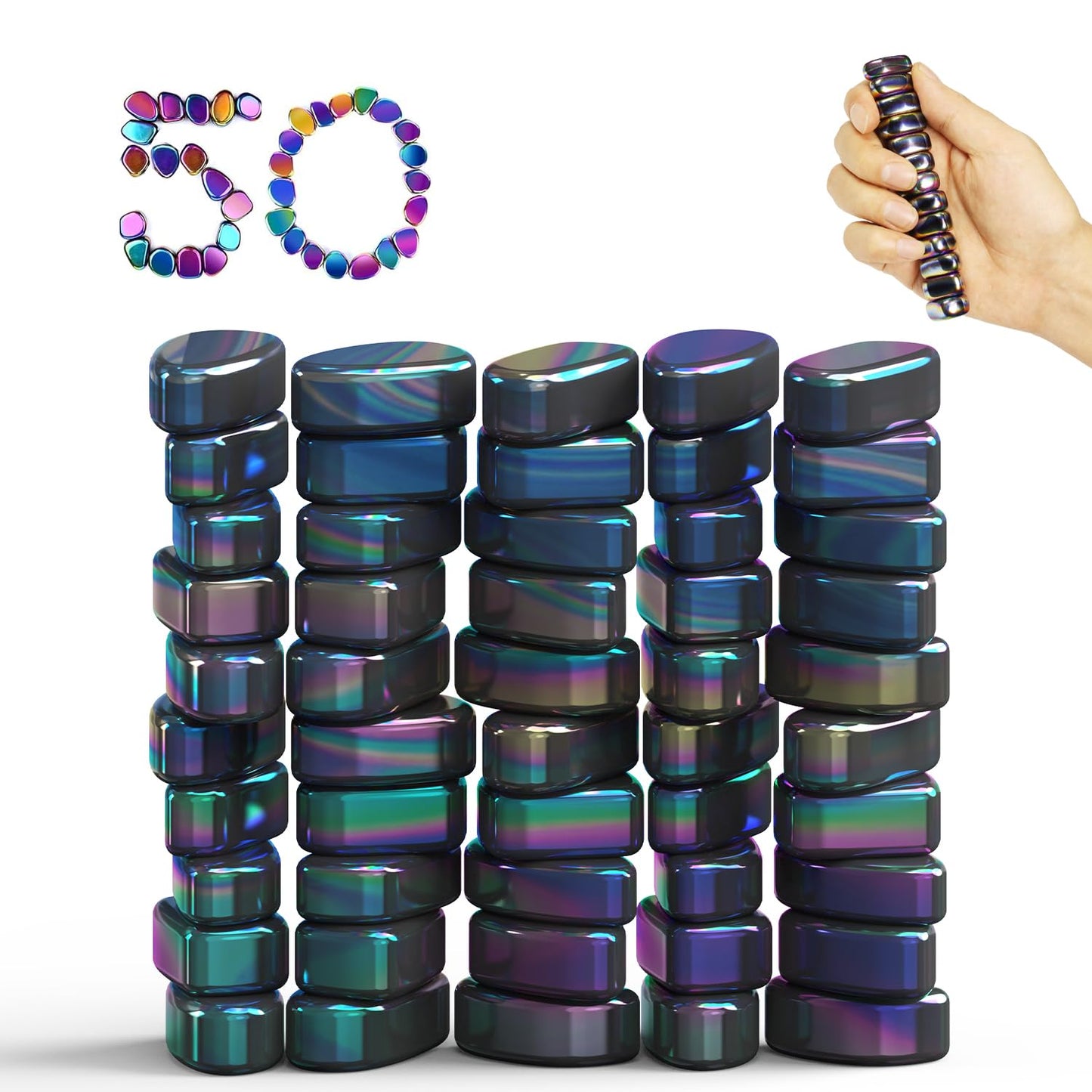 Caturledas 50 Pcs Ferrite Putty Stones, Fidget Toys Rocks For Office Stress Anxiety Relief, Executive Desk Toys For Men Women Ad