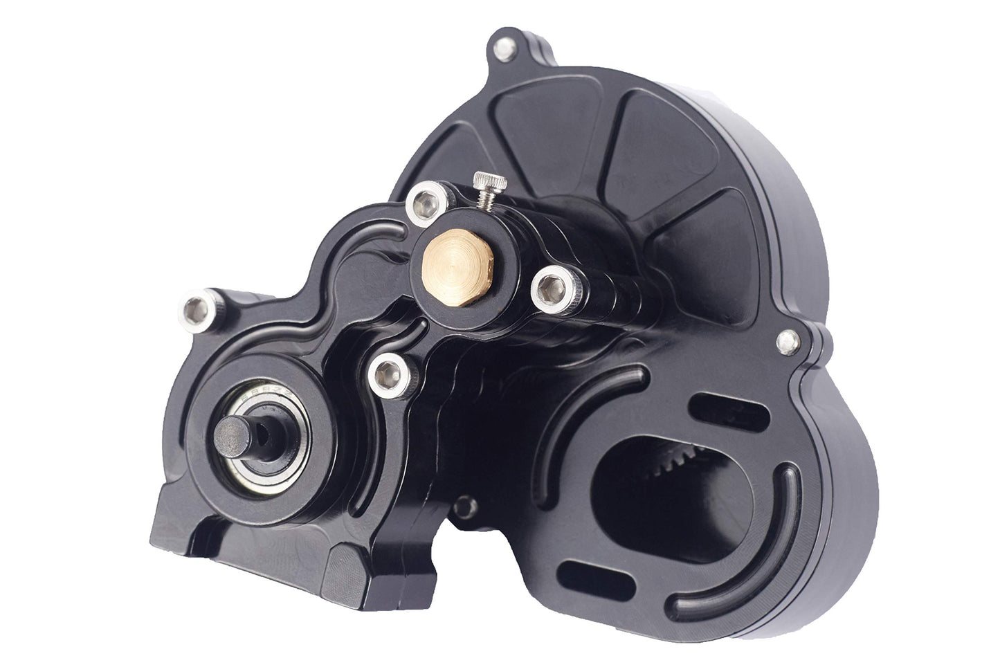 RZXYL 1/10 RC Car Transmission Case Gearbox with Gear Full Alloy Assembled for SCX10 SCX10 II 90046 90047 RC Crawler Car, Black