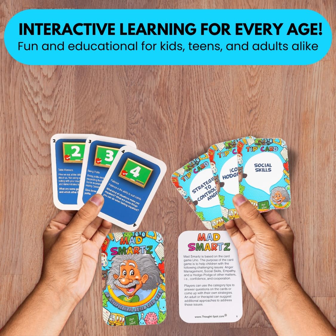 Thought-Spot Mad Smartz Social Skills Anger Management Card Game Teaches Interpersonal Skills Emotional Regulation Autism Adhd Learning Tool Educational Therapy Game Counseling Kids Teens Cbt Tool