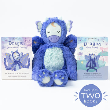 Slumberkins 14' Dragon Kin & 2 Board Books Complete Set Bundle | Promotes Creativity & Imaginative Play | Social Emotional Tools For Ages 0+ (Dragon Kin Plush + 2 Board Books)