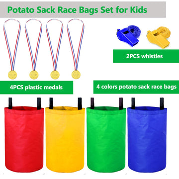 Potato Sack Race Bags, Colorful Sturdy Sack Race Bags Outdoor Lawn Games For Kids & Childrens, No Odors Or Messy Fibers, Birthda