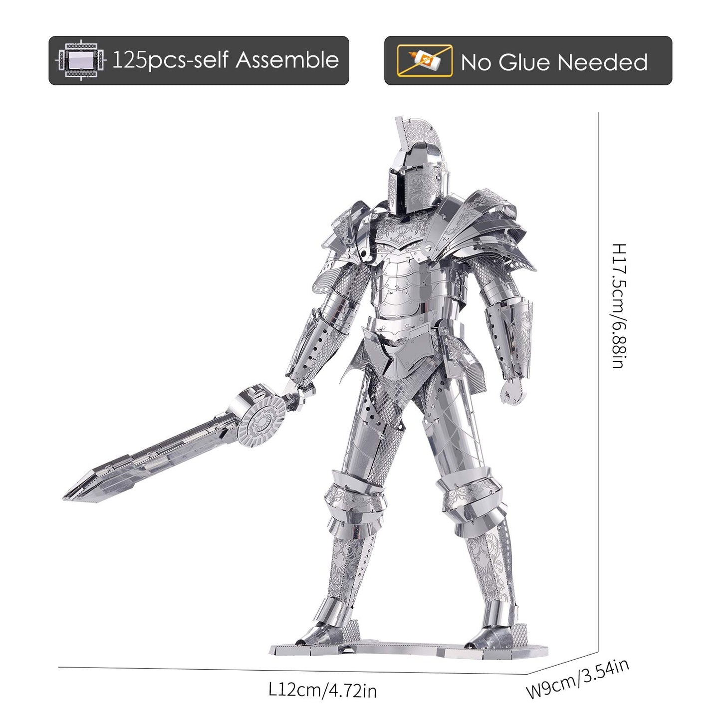 Piececool 3D Metal Puzzles For Adults Diy Mecha Model Kits Building Blocks, Black Knight 3D Figure Model Kit Brain Teaser Puzzle Fidget Toys Hobbies For Men, Great Birthday Gifts -125 Pcs