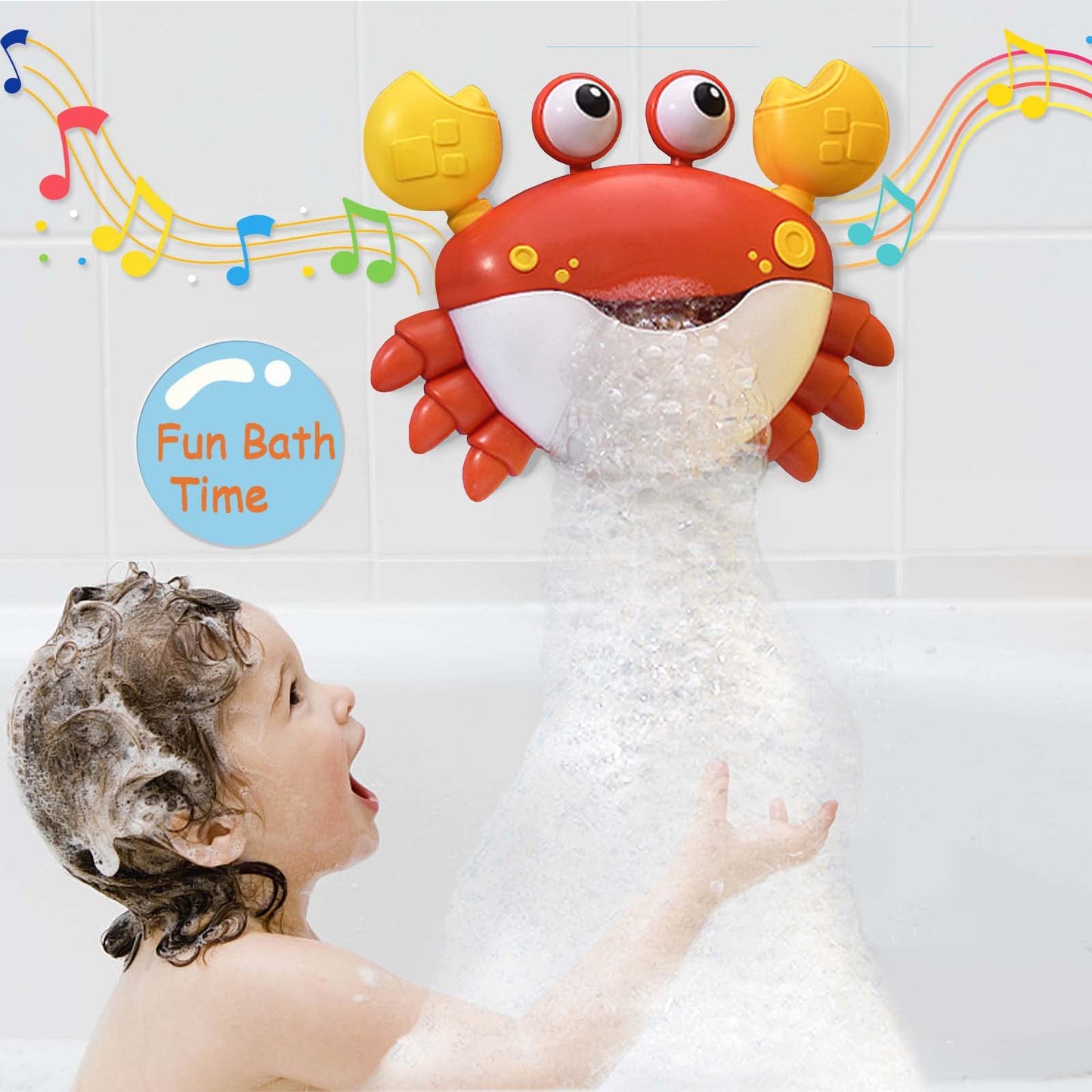 Crab Bath Toys For Toddlers 1-3 2-4 Bathtub Bubble Maker With Music Automatic Kids Bathtub Bubble Machine Baby Bath Toys For Infants 6-12 12-18 Months Birthday Gifts For 1 2 3 Year Old Boys Girls