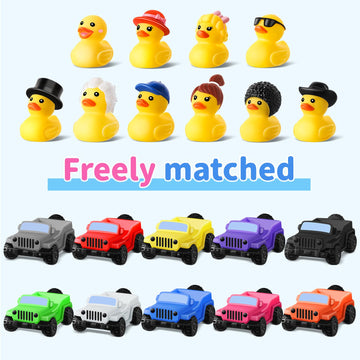60 Pcs Jeep Ducks Rubber Ducks 2.8 Inch Jeep Ducks for Ducking 30 Rubber Ducks Assortment with 30 Jeeps Ducks for Jeeps Collection Valentines Day Birthdays Gifts Party Favors Baby Bath Toy