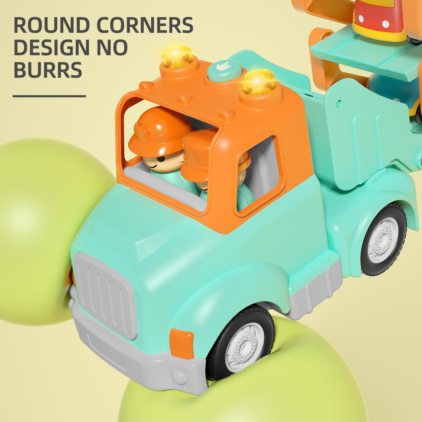 Transport Car Carrier Truck Toys for 2 3 4 5 Years Old Kids, 24 inches Foldable Track Trailer with Light & Sound Effects, 4pcs S