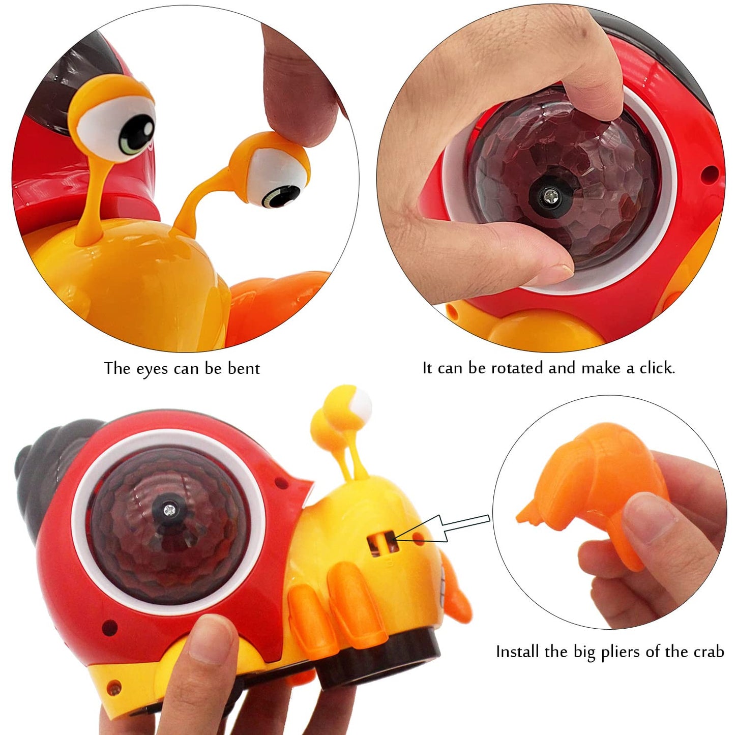 Tipmant Baby Toddler Electric Crab Cute Electronic Animal Vehicle Car Toy Crawl, Play Music, Luminous Light Kids Birthday (Orange)