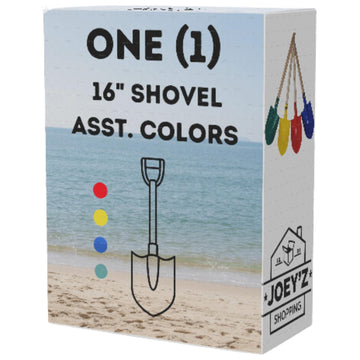 Single 16'' Heavy Duty Wooden Kids Sand Beach Shovel with Plastic Spade & Handle - Gold Digger Costume Shovel - Colors May Vary