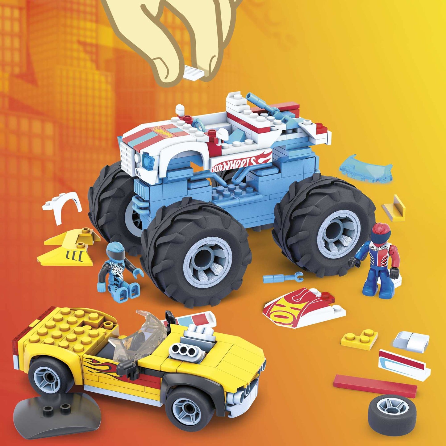 Mega Hot Wheels Collectible Vehicle Building Toy Car Rodger Dodger, 2 Micro Action Figure Drivers And Deluxe Features, For Fans And Collectors