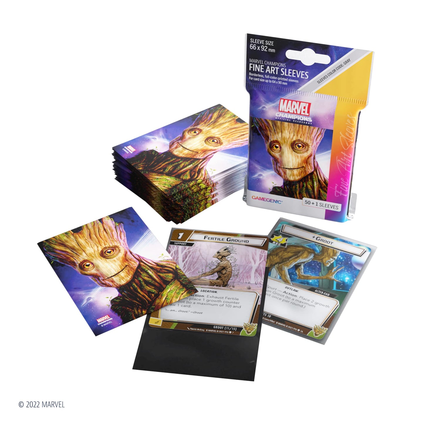 Gamegenic Marvel Champions The Card Game Official Groot Fine Art Sleeves Pack Of 50 Art Sleeves And 1 Clear Sleeve Card Game Holder Use With Tcg And Lcg Games Made By Fantasy Flight Games